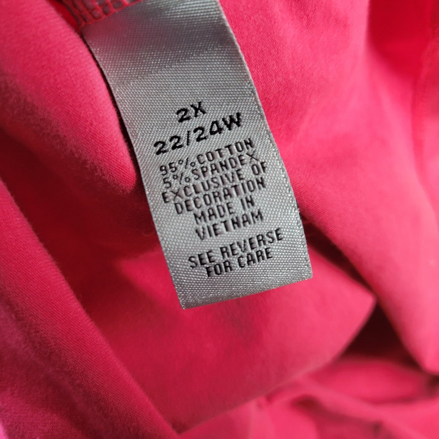 Catherines Suprema Womens Top 2X Plus 3/4 Sleeve Red Comfy Crochet Neckline