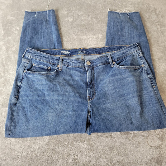 Ana Womens Jeans 22W Plus Curvy Skinny Medium Blue Denim Frayed Hems Zip Fly