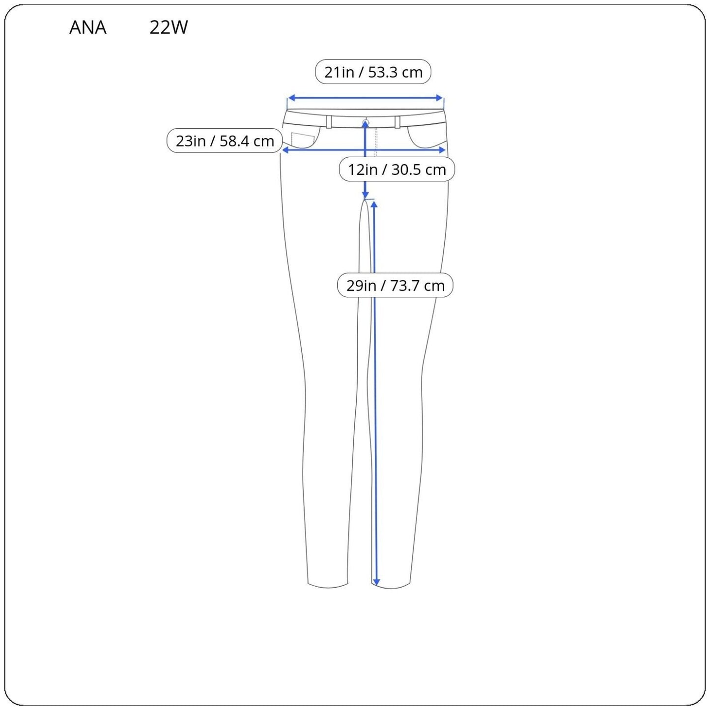 Ana Womens Jeans 22W Plus Curvy Skinny Medium Blue Denim Frayed Hems Zip Fly