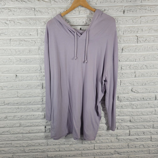 New York Co Soho Street Womens Top XXL Plus Hoodie Lavender Swim Coverup Casual