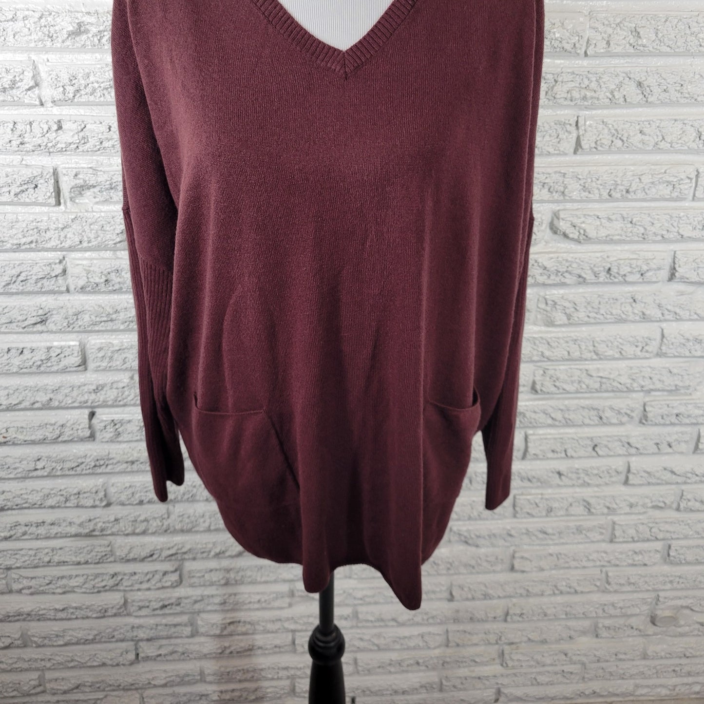 Denim Co Womens Sweater XLP Long Dolman Sleeve Purple Soft Acrylic Pockets Comfy