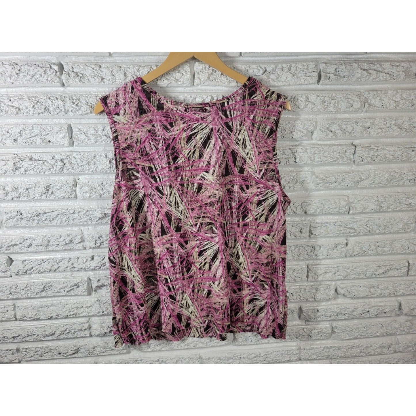 Dress Barn Womens Top 18 20 Plus Tank Purple Geometric Crepe Polyester Office