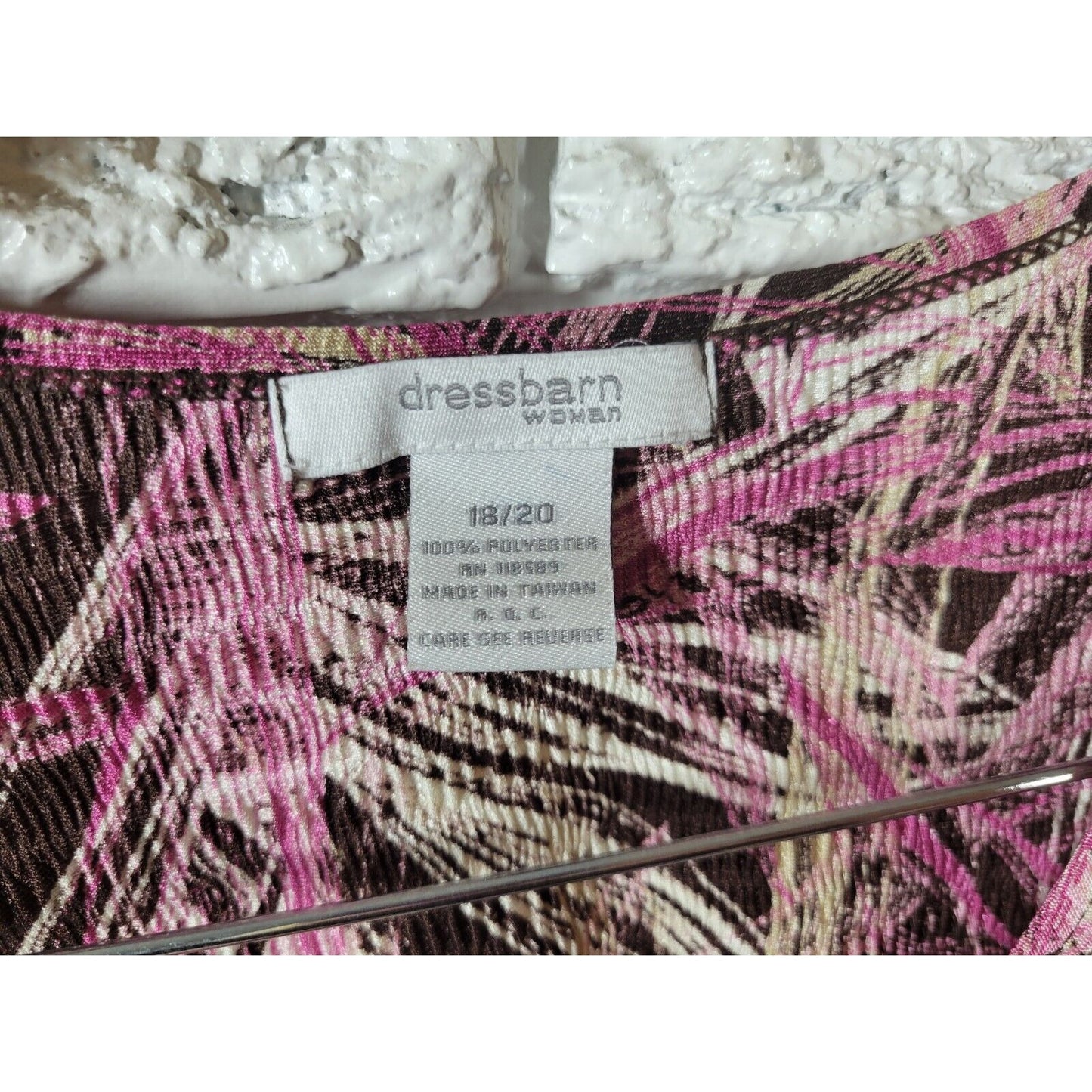 Dress Barn Womens Top 18 20 Plus Tank Purple Geometric Crepe Polyester Office