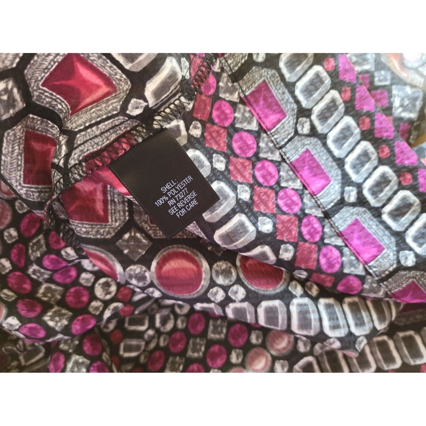 Apt 9 Womens Top Extra Large XL Tank Zip Back Slick Sleeveless Pink Geometric