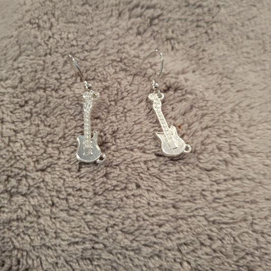 Electric Guitar #2 Womens Earrings One Pair Music Silver Tone Alloy Band Rock