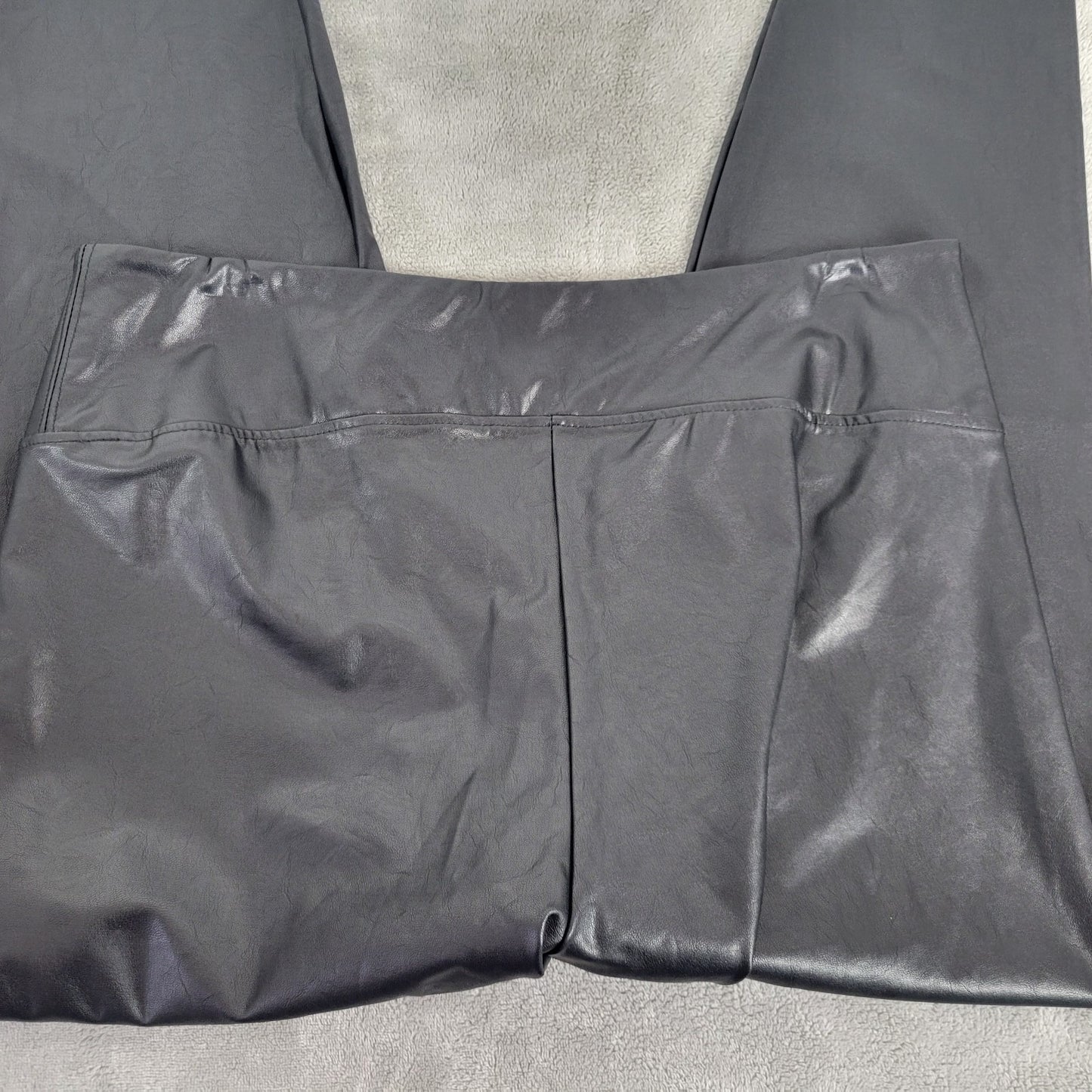 Boston Proper Womens Pants Extra Large Pull On Black Faux Leather Skinny Cropped