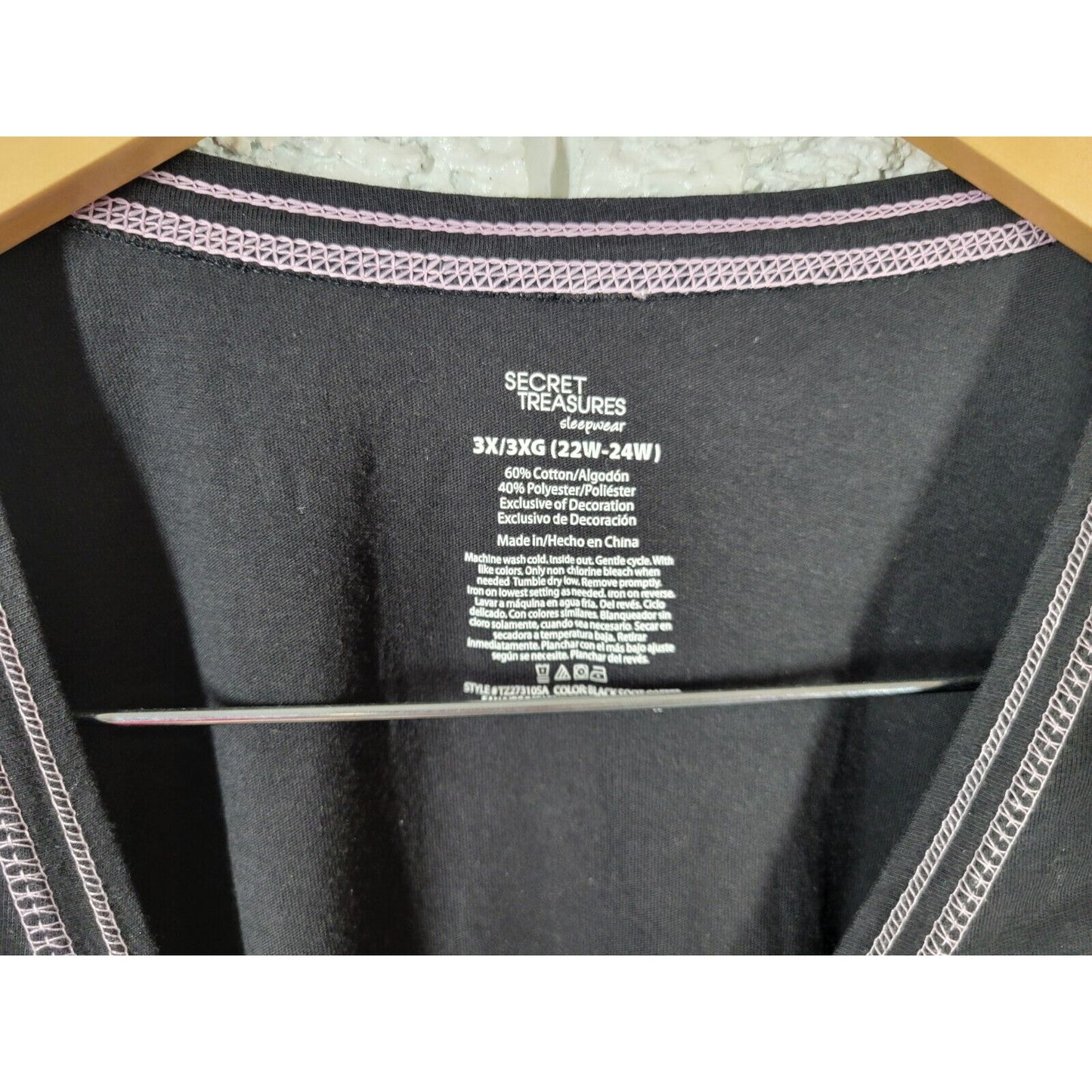 Secret Treasures Womens Top 3X 22W 24W Pajama Sponsored Coffee Black Loungewear