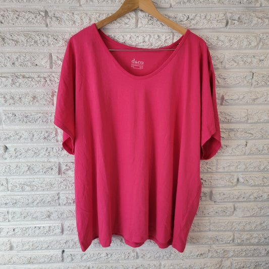 Denim Co QVC Womens Top 3X Plus Tee Short Sleeve Pink Cotton Basic Casual Comfy