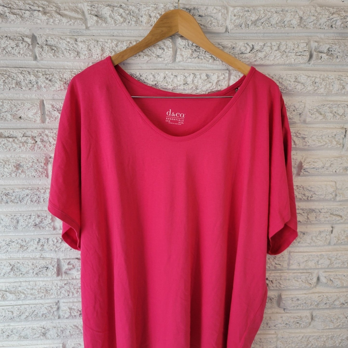 Denim Co QVC Womens Top 3X Plus Tee Short Sleeve Pink Cotton Basic Casual Comfy
