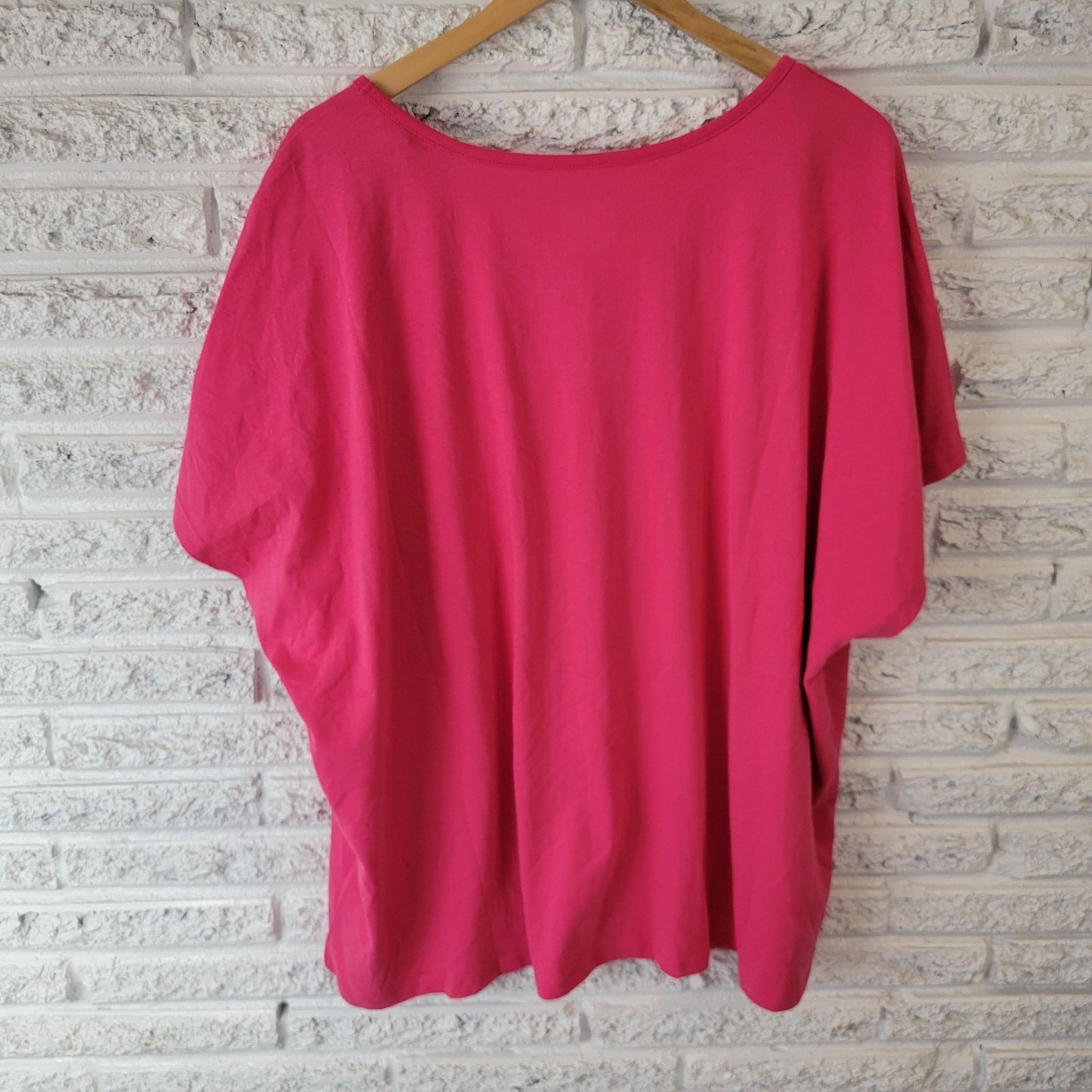 Denim Co QVC Womens Top 3X Plus Tee Short Sleeve Pink Cotton Basic Casual Comfy