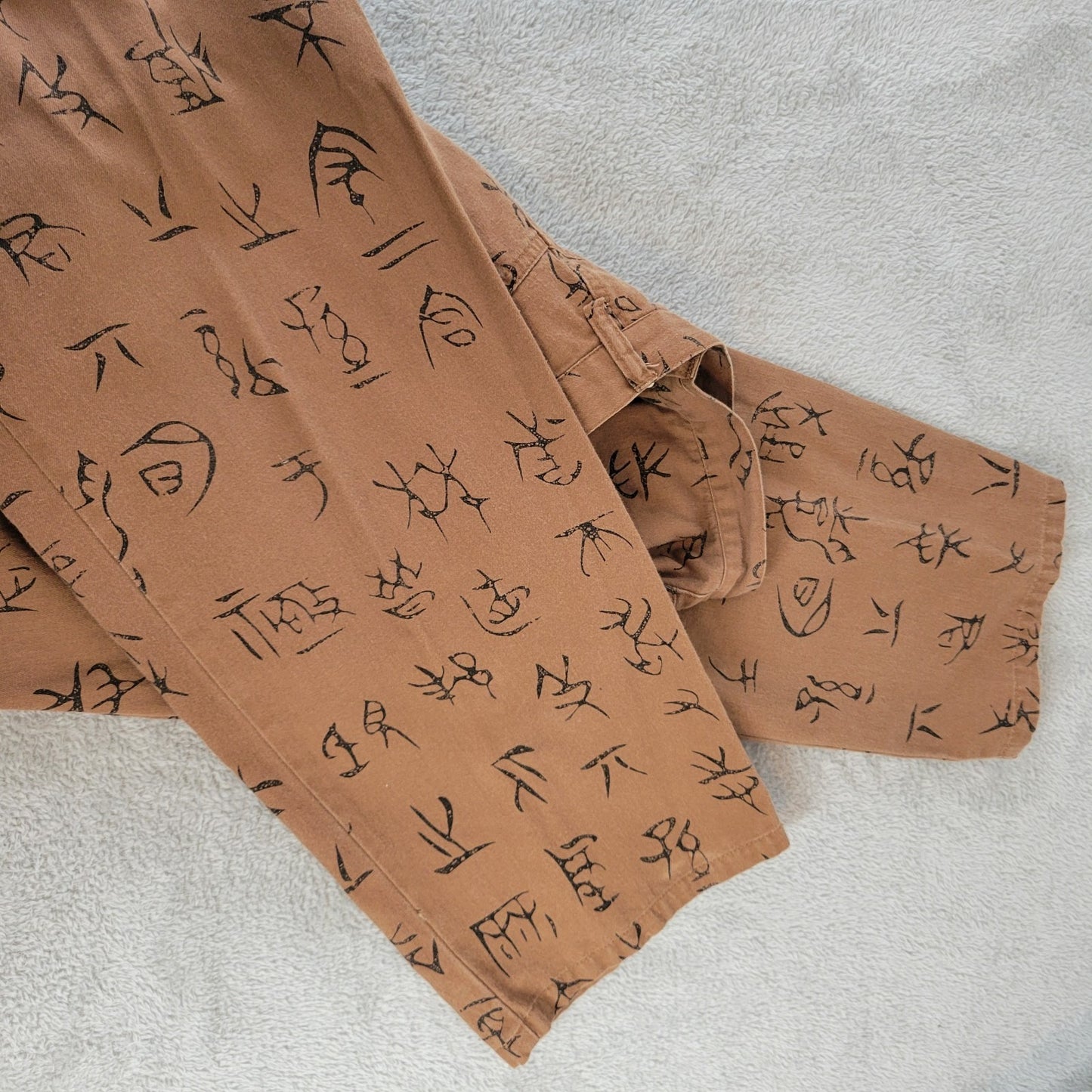 Chicos Design Womens Pants 3 Standard 16 Brown Tribal Print Zip Fly Lightweight