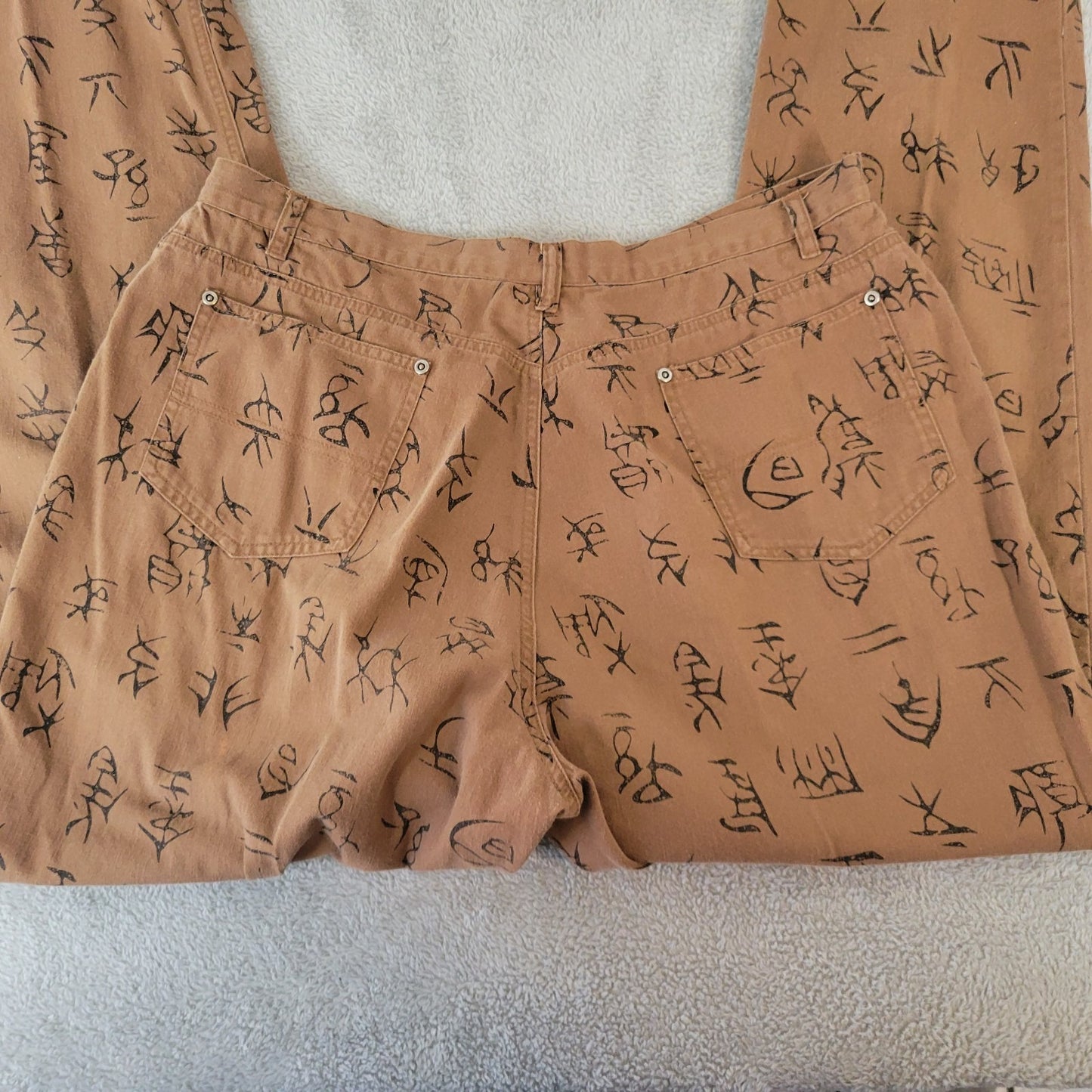 Chicos Design Womens Pants 3 Standard 16 Brown Tribal Print Zip Fly Lightweight