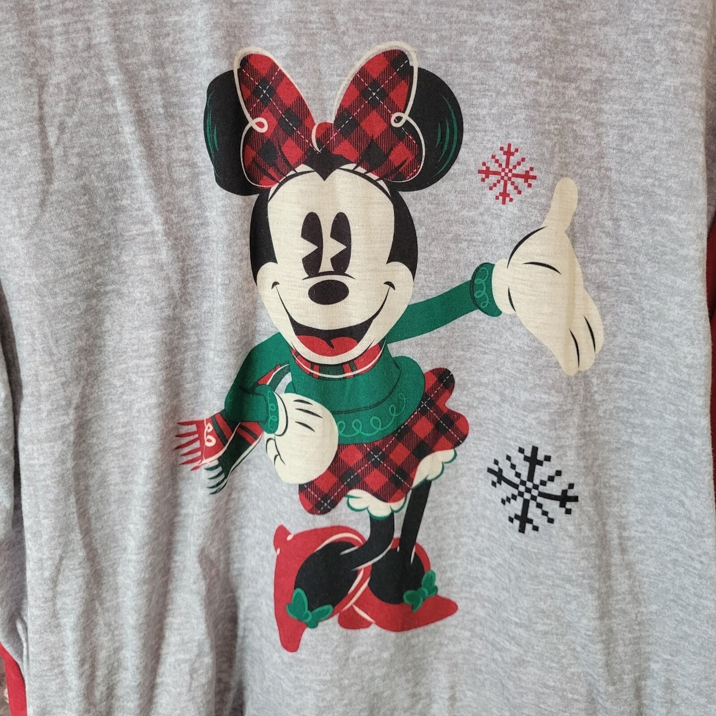 Disney Minnie Mouse Womens Top Extra Large Tee Long Sleeve Red Polyester Winter