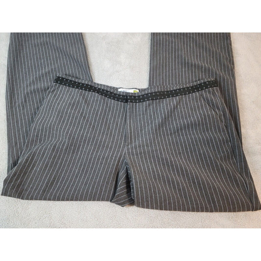 Old Navy Womens Pants 20 Regular Low Waist Wide Leg Gray Stripe Zip Fly Office