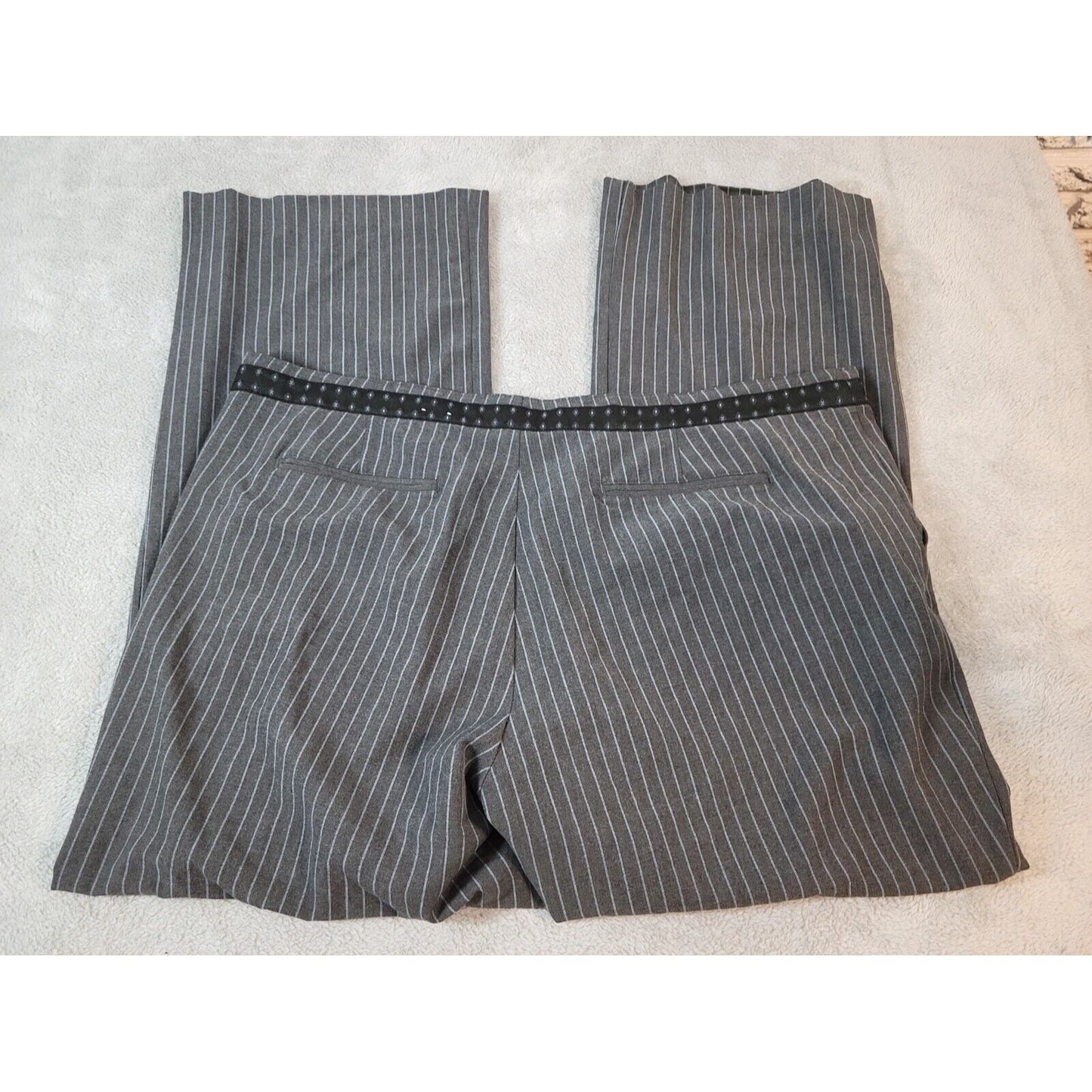 Old Navy Womens Pants 20 Regular Low Waist Wide Leg Gray Stripe Zip Fly Office