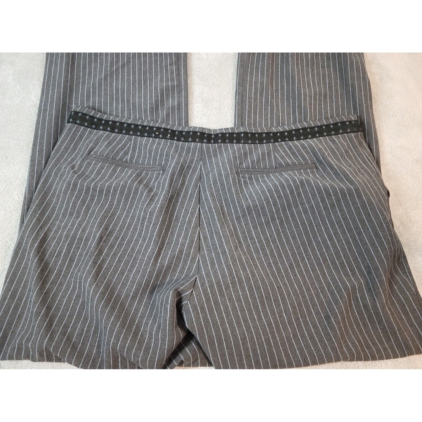 Old Navy Womens Pants 20 Regular Low Waist Wide Leg Gray Stripe Zip Fly Office