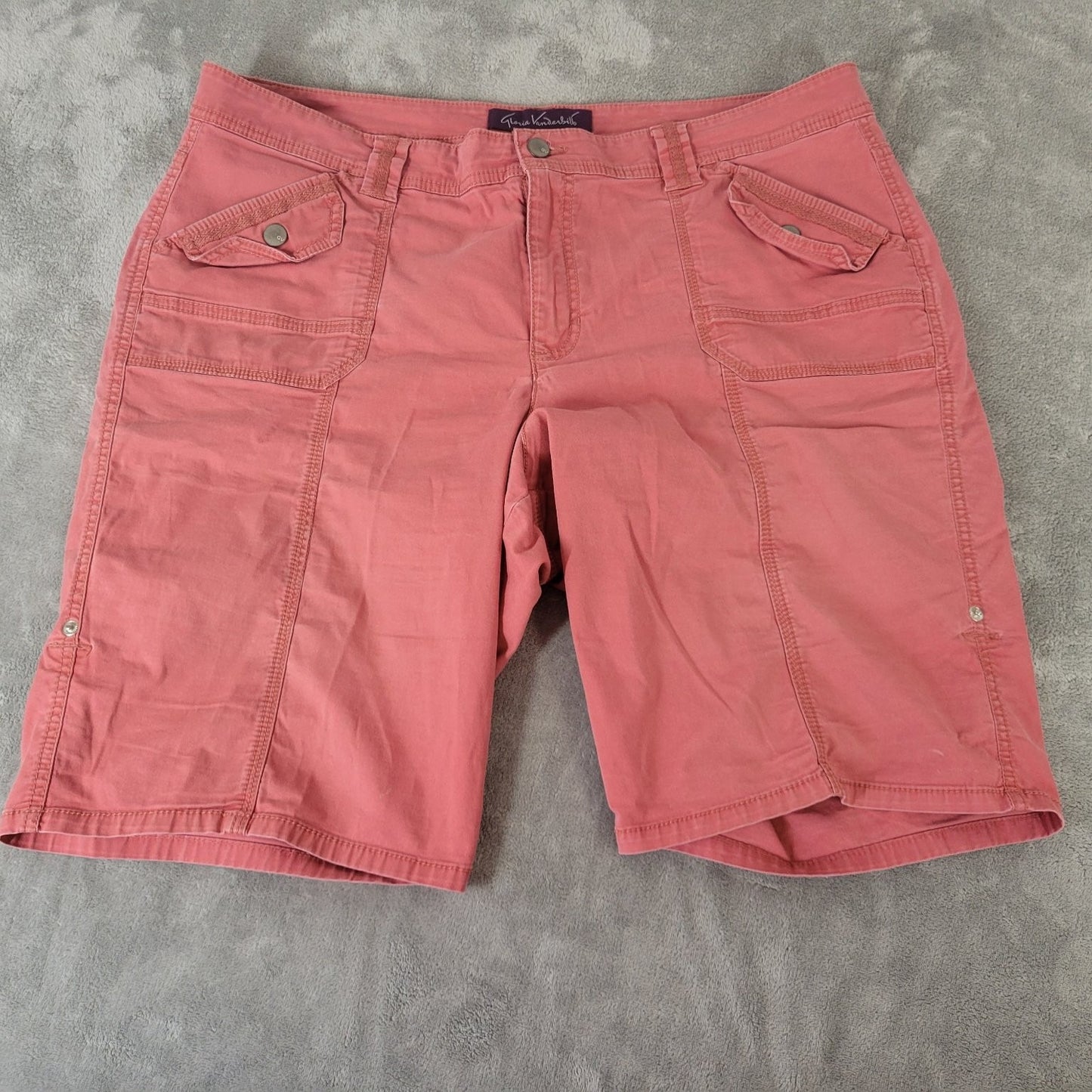 Gloria Vanderbilt Womens Shorts Pink Denim 18 Plus Cotton Blend Zip Fly Comfy