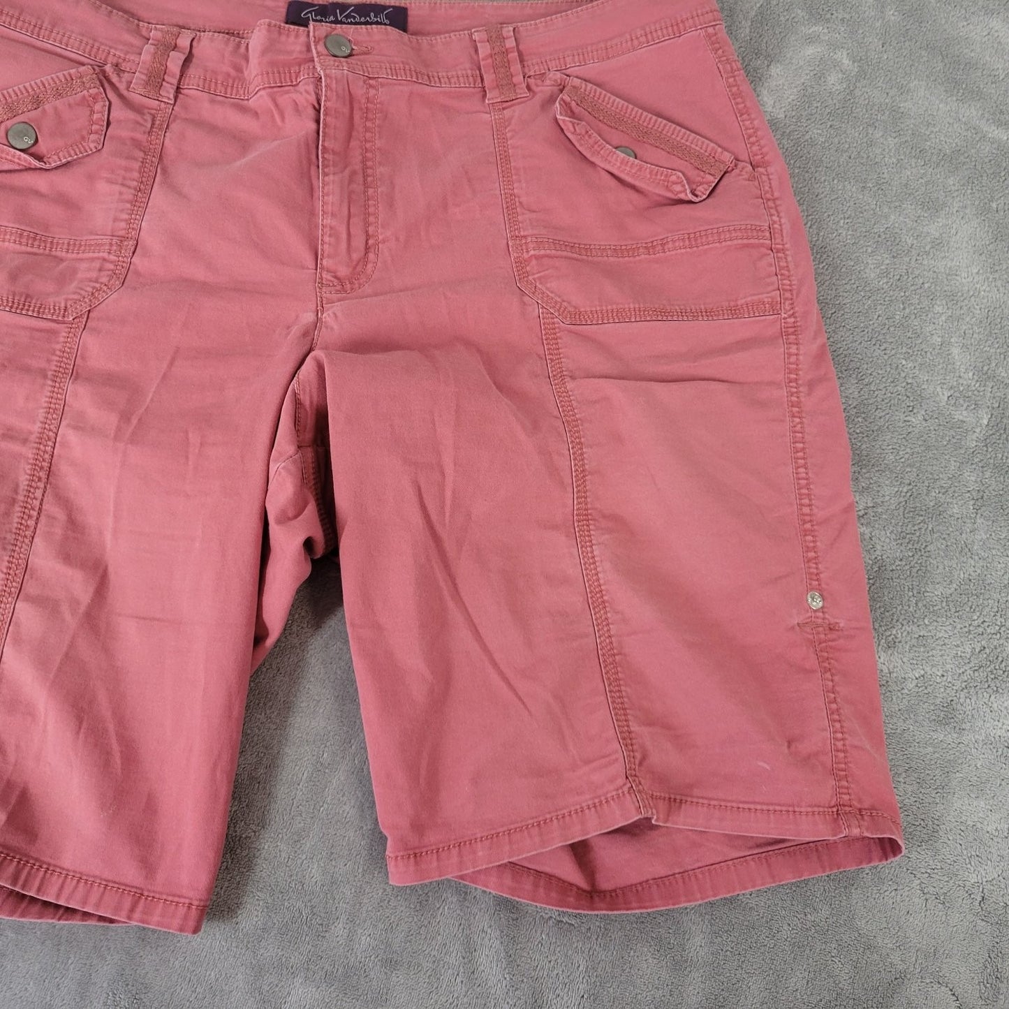 Gloria Vanderbilt Womens Shorts Pink Denim 18 Plus Cotton Blend Zip Fly Comfy