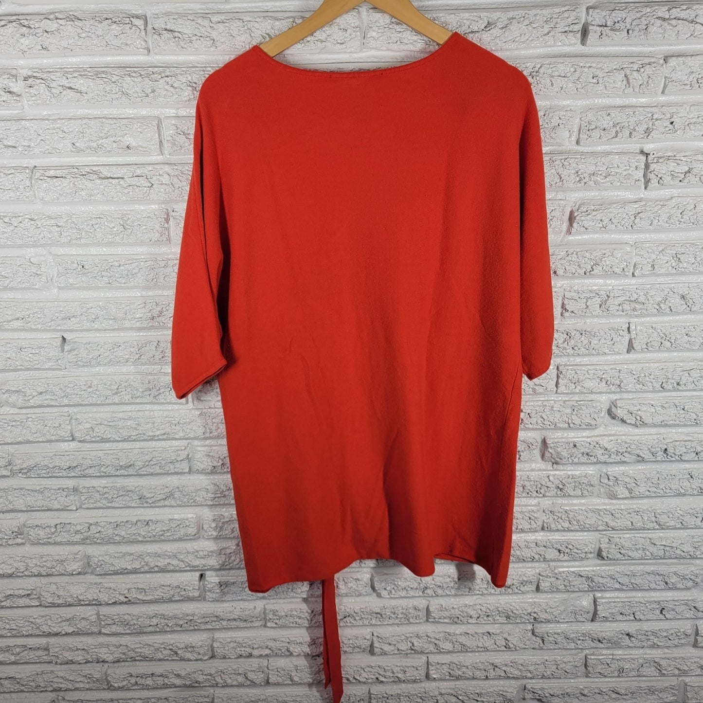 Ashley Stewart Womens Top 18 20 Plus Tunic Swim Coverup Orange Ruched Soft Comfy