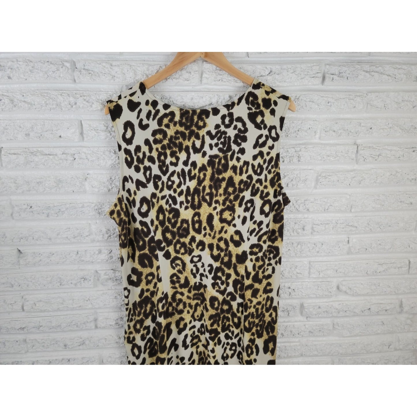 Nina Leonard Women Dress Extra Large Mini Sleeveless Shift Brown Animal Print