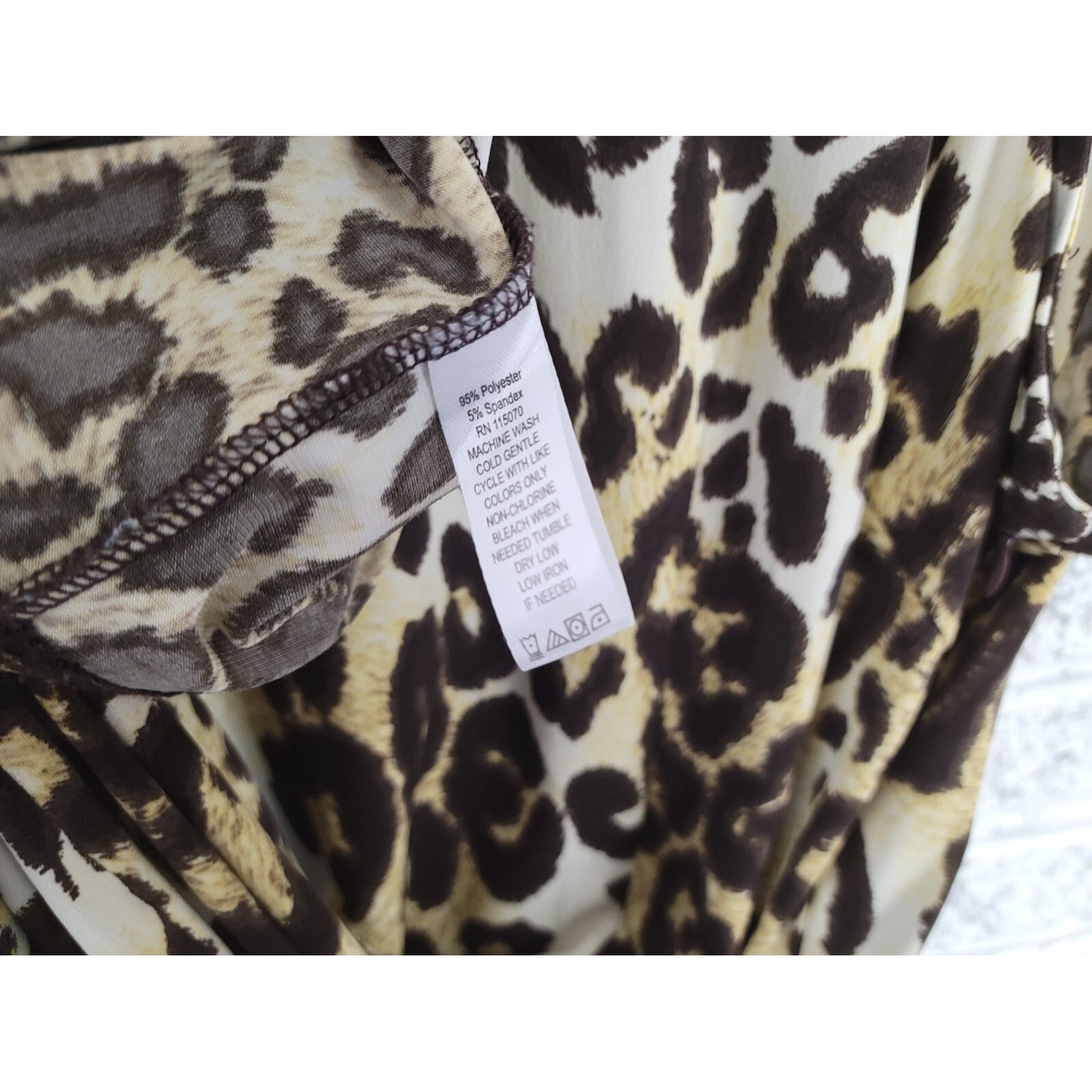 Nina Leonard Women Dress Extra Large Mini Sleeveless Shift Brown Animal Print