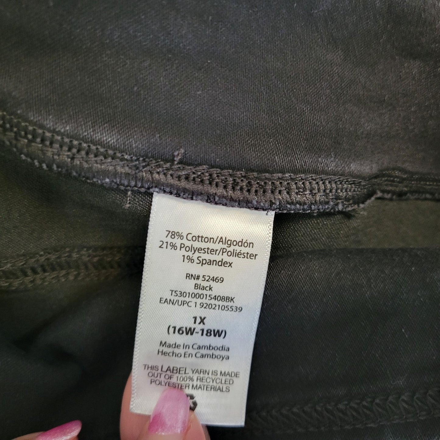 Terra Sky Womens Jeans 1X 16W 18W Plus Pull On Cropped Ankle Black Denim Comfy