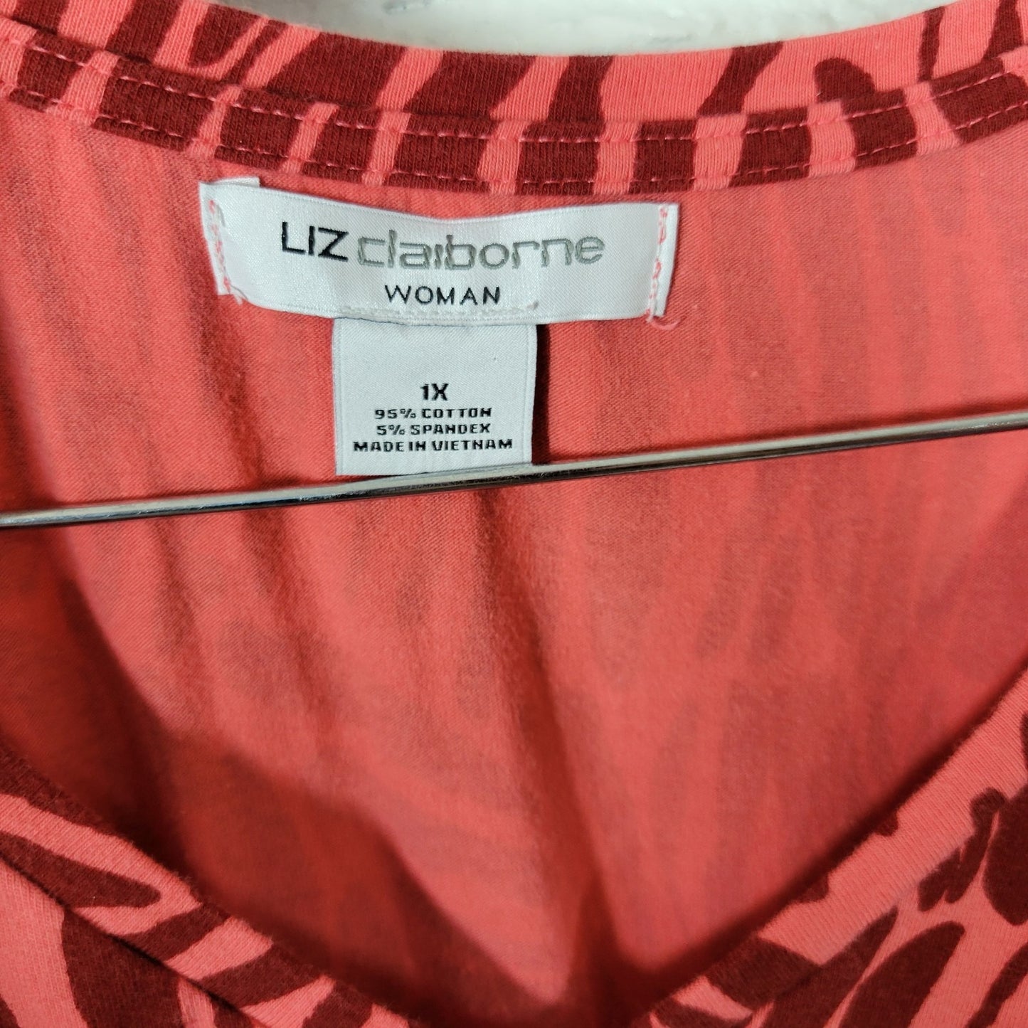 Liz Claiborne Womens Dress 1X Plus Fit Flare Short Sleeve Pink Animal Print