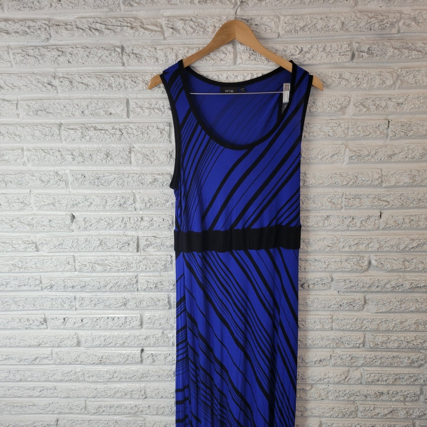 Apt 9 Womens Dress 1X Plus Sheath Sleeveless Blue Black Stripe Handkerchief Hem