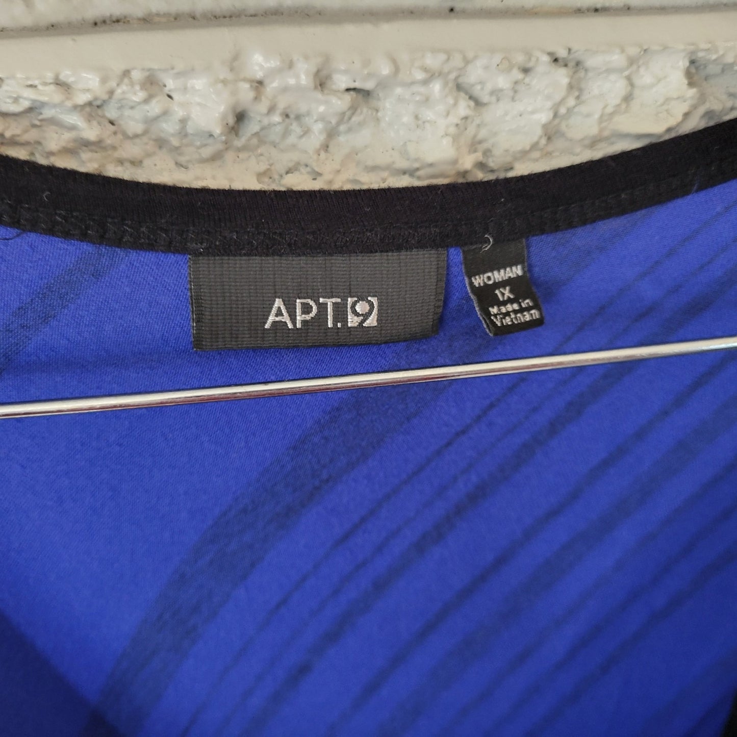 Apt 9 Womens Dress 1X Plus Sheath Sleeveless Blue Black Stripe Handkerchief Hem