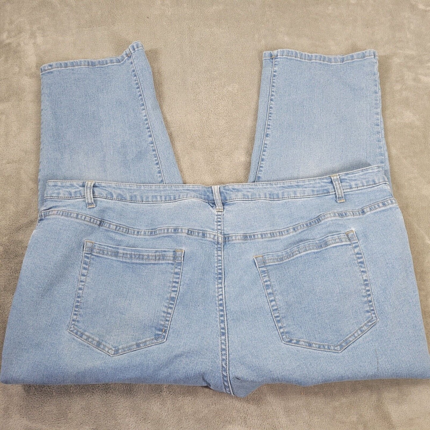 Denim 24 7 Womens Jeans 30WP Plus Cropped Light Blue Denim Zip Fly Comfort Waist