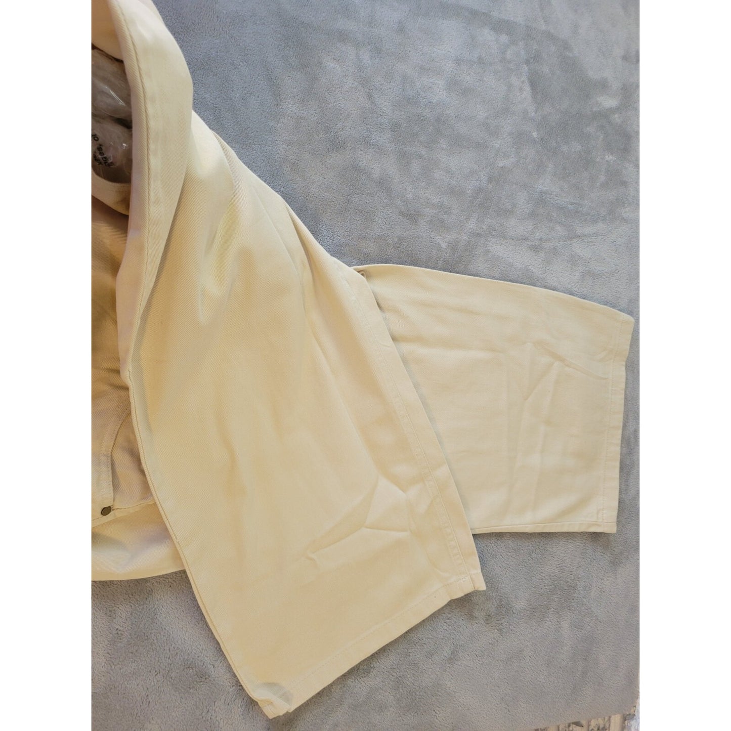 Woman Within Womens Jeans 34W Straight Leg Beige Cotton Elastic Waist Zip Fly