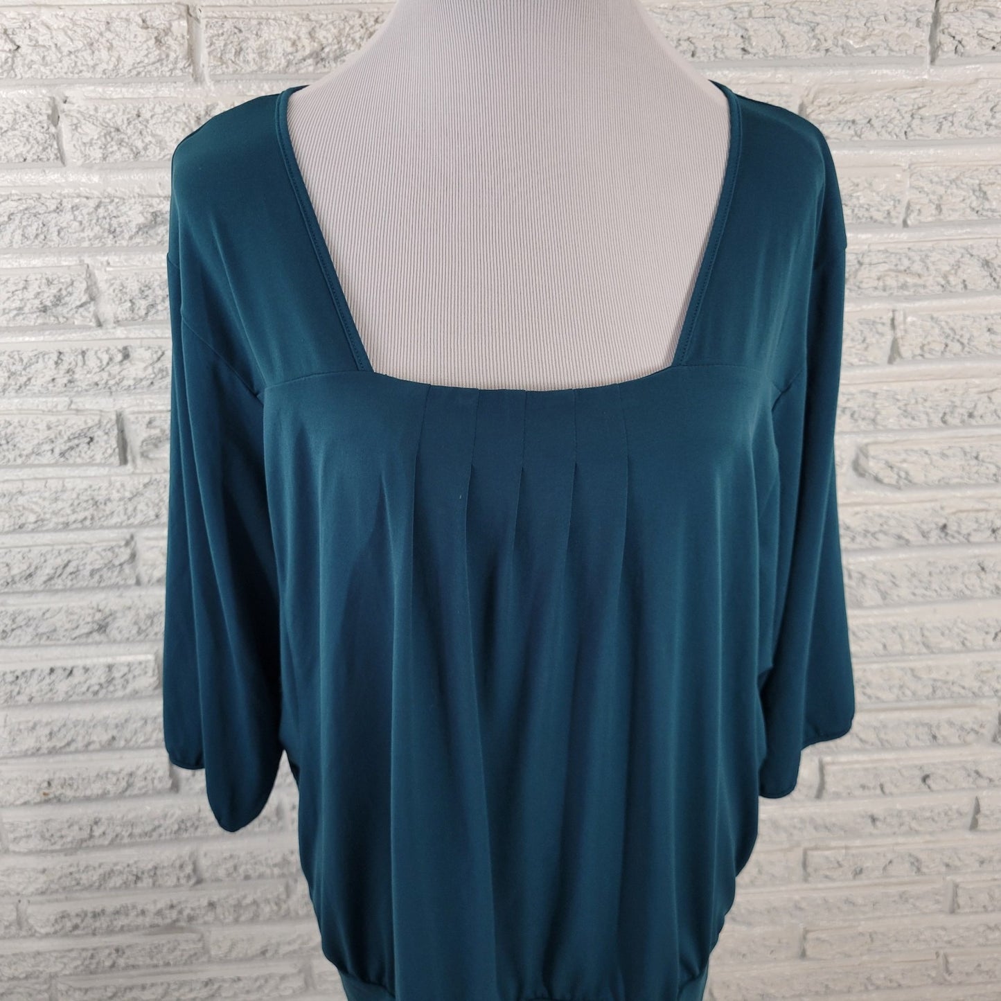 Worthington Womens Top Extra Large Dolman Sleeve Green Poly Blend Square Neck