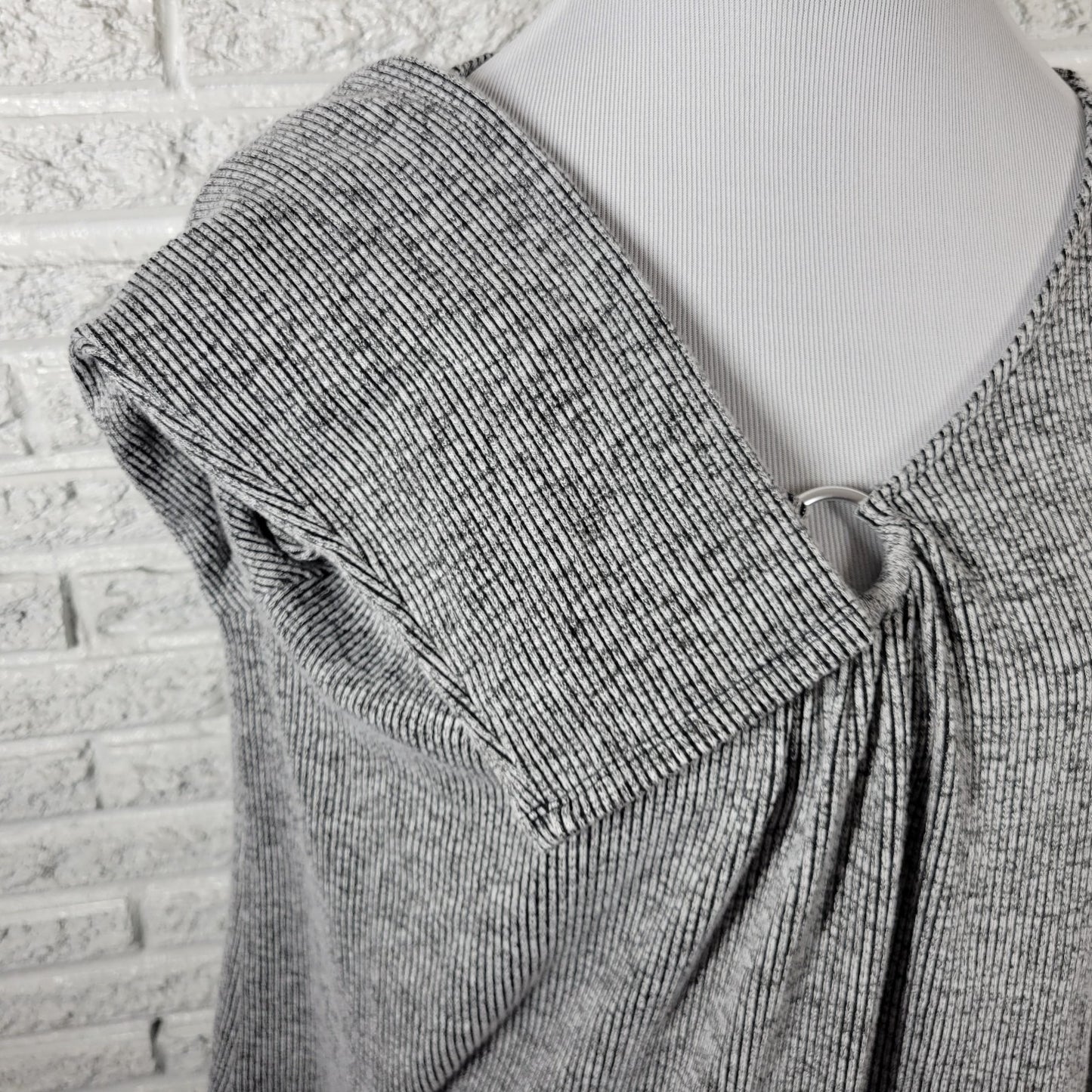 Ruby Rd Womens Sweater XL Long Sleeve Gray Ribbed Keyhole Casual Travel Comfy