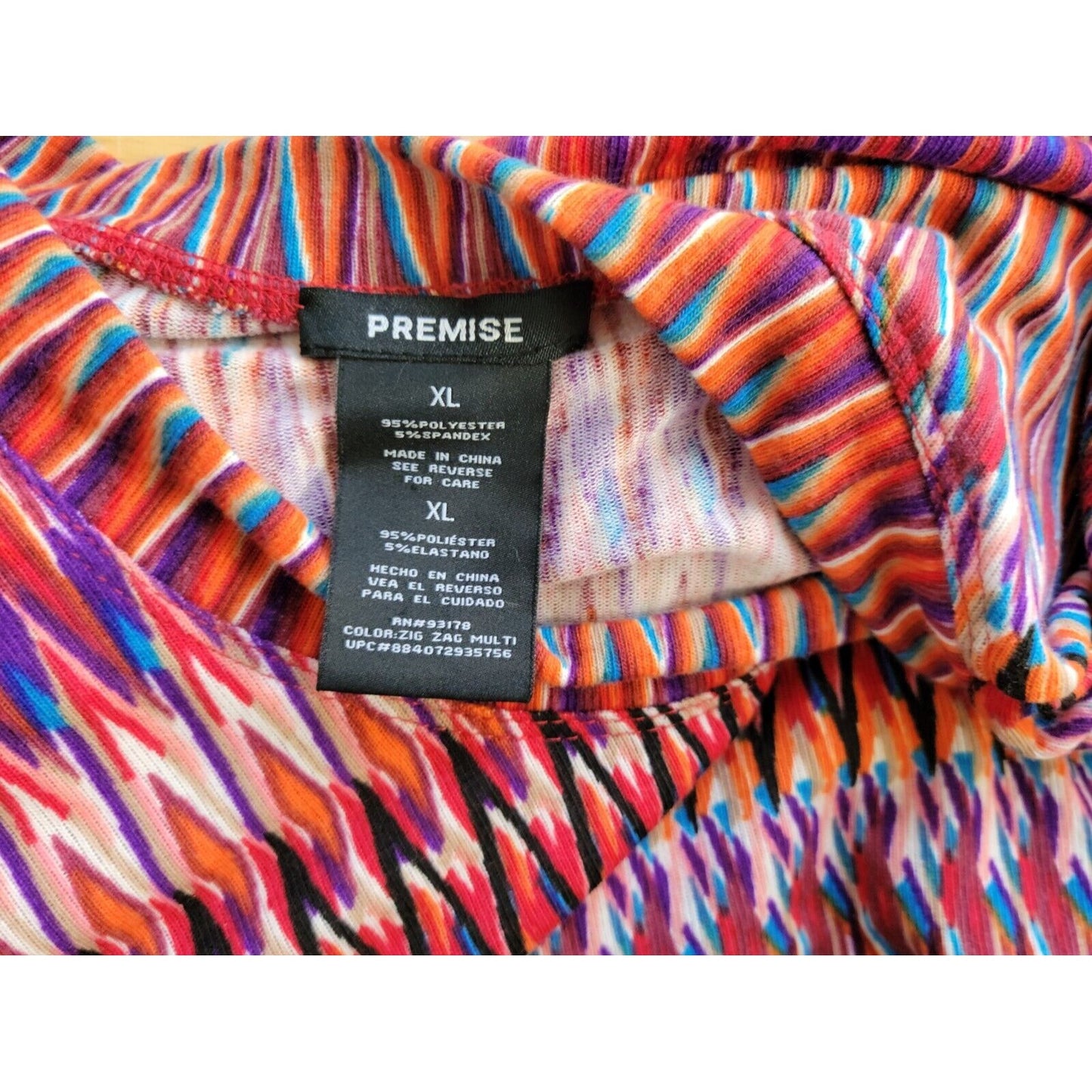 Premise Womens Top Extra Large Tunic 3/4 Sleeve Pullover Red Geometric New