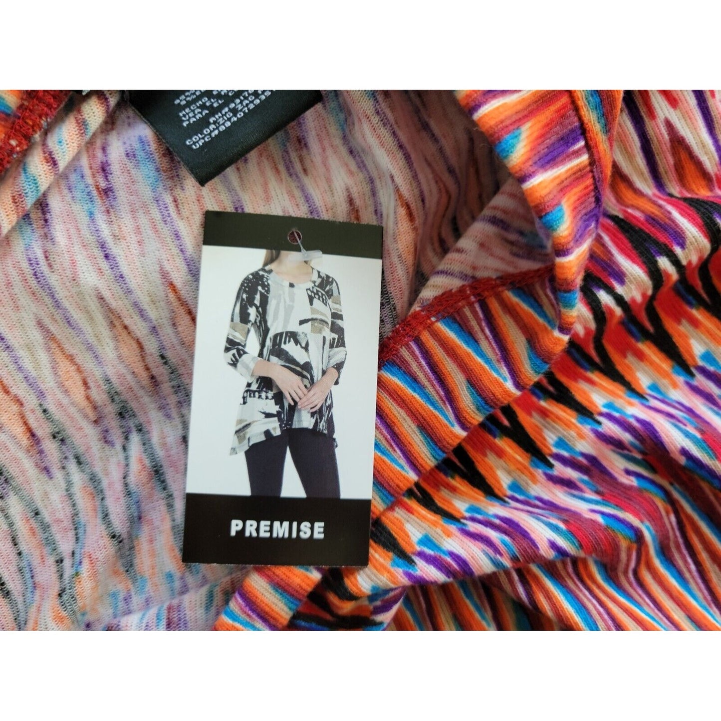 Premise Womens Top Extra Large Tunic 3/4 Sleeve Pullover Red Geometric New