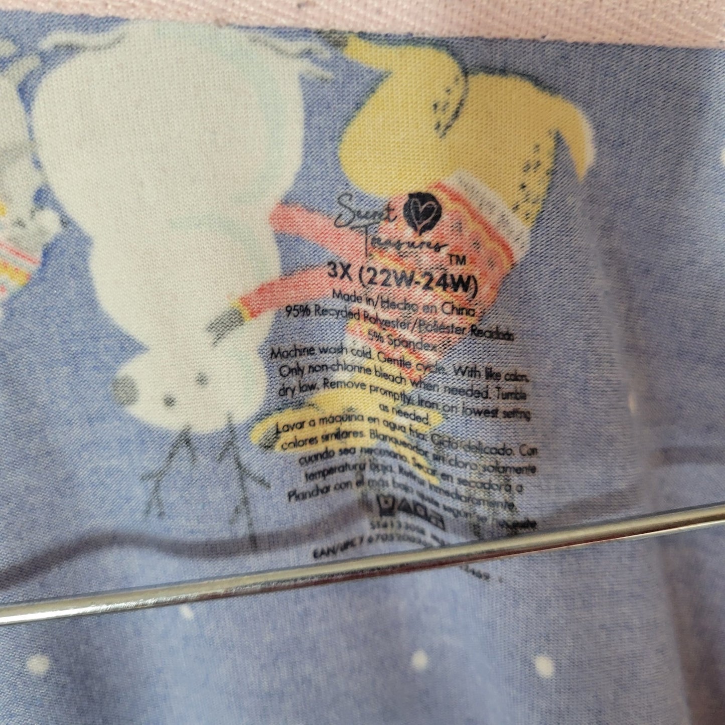 Secret Treasures Womens Pajama Top 3X Plus Poly Blend Blue Animals Winter Comfy