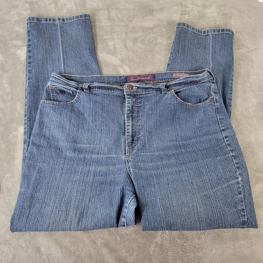 Gloria Vanderbilt Amanda Womens Jeans 18 Straight Leg Medium Blue Denim Zip Fly