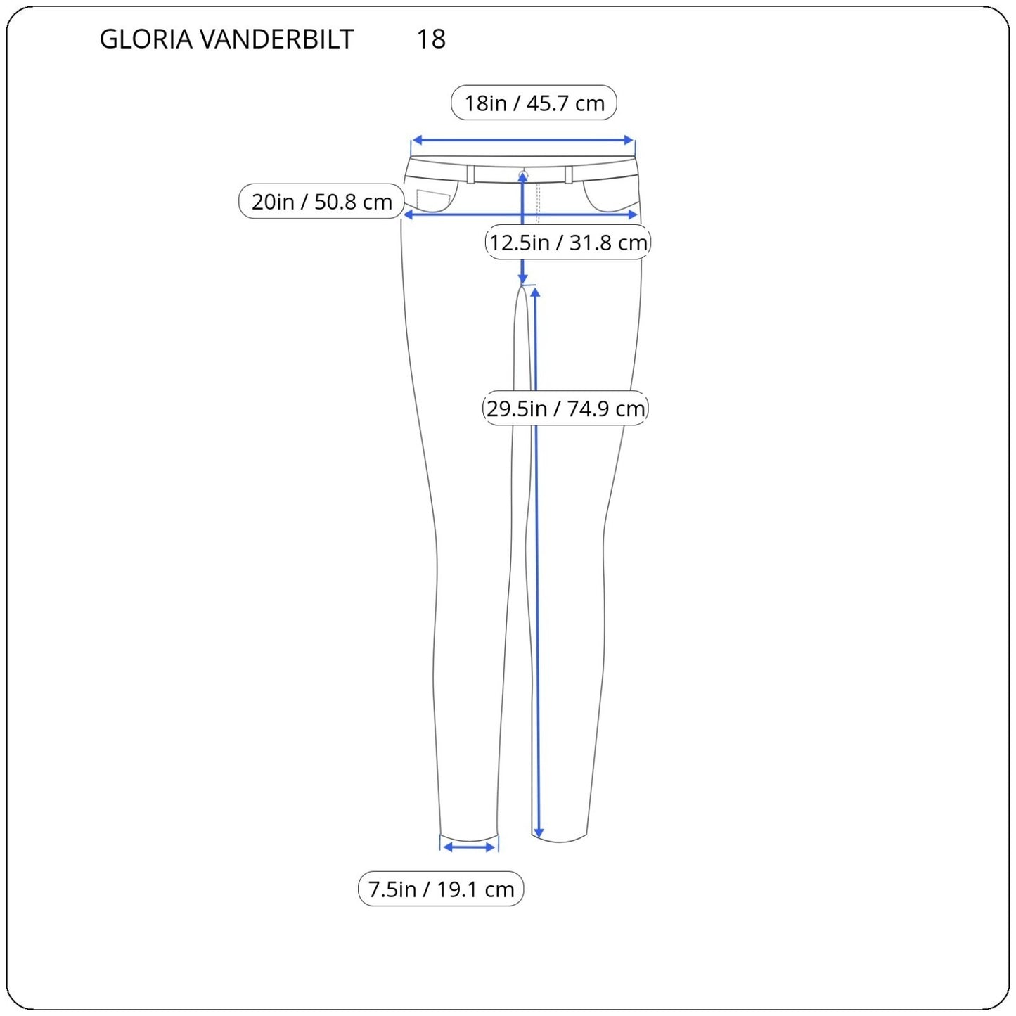 Gloria Vanderbilt Amanda Womens Jeans 18 Straight Leg Medium Blue Denim Zip Fly