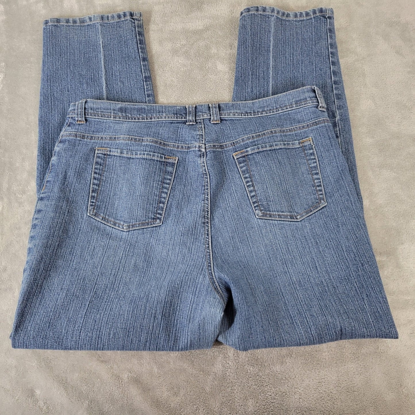 Gloria Vanderbilt Amanda Womens Jeans 18 Straight Leg Medium Blue Denim Zip Fly