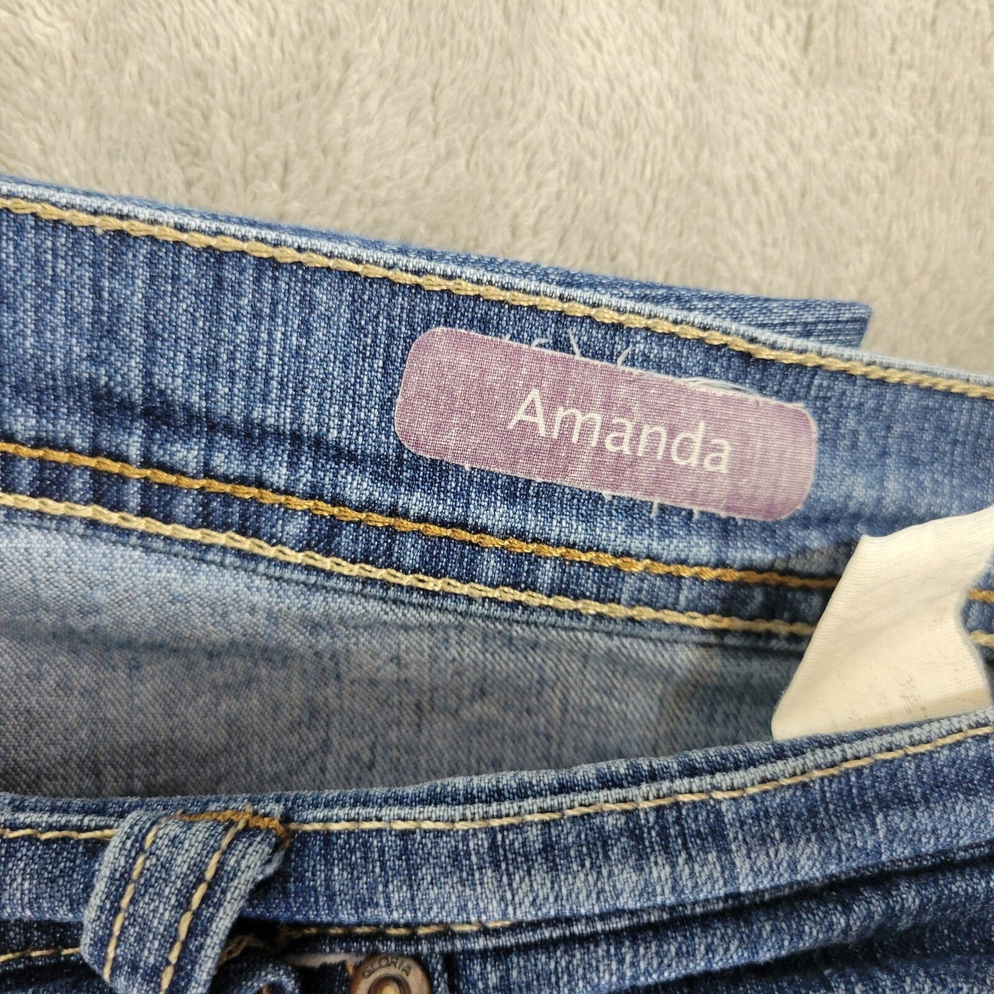 Gloria Vanderbilt Amanda Womens Jeans 18 Straight Leg Medium Blue Denim Zip Fly