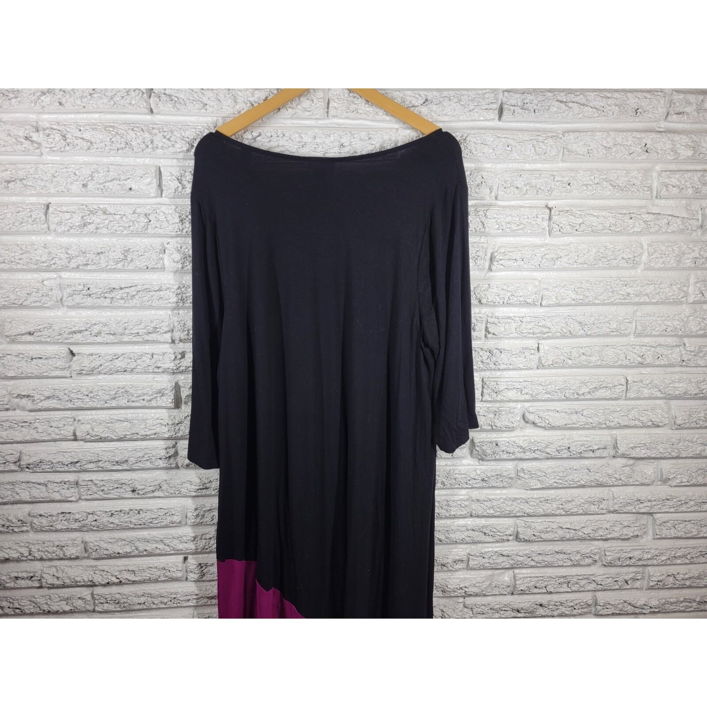 Catherines Womens Dress 1X Plus Short Sleeve Purple Color Block Rayon Blend