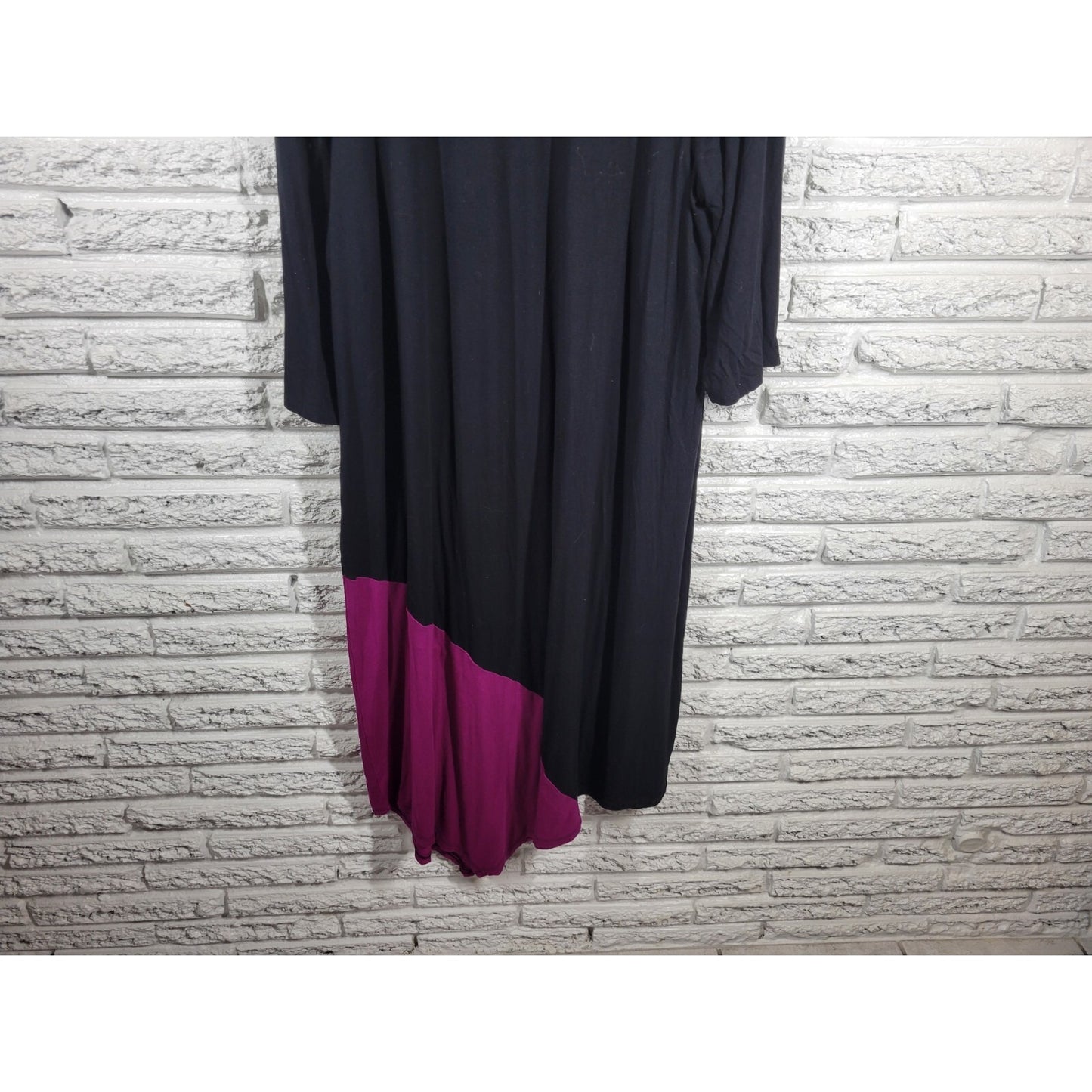 Catherines Womens Dress 1X Plus Short Sleeve Purple Color Block Rayon Blend