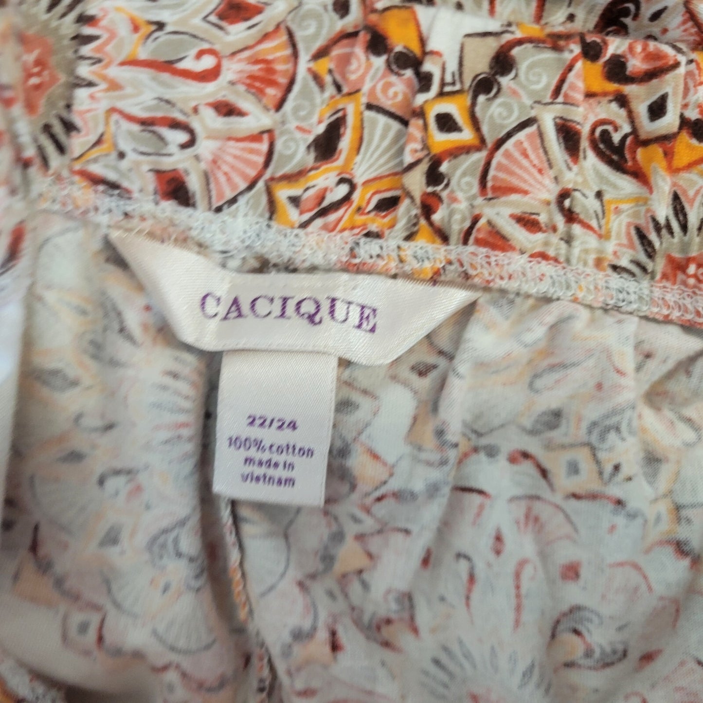 Cacique Women's Pajama Sleep Shorts 22/24 Plus Orange Gray Geometric Cotton