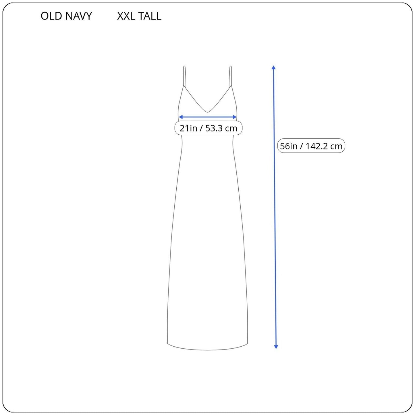 Old Navy Womens Dress XXL Tall Plus Slip Midi Adjustable Spaghetti Blue Rayon