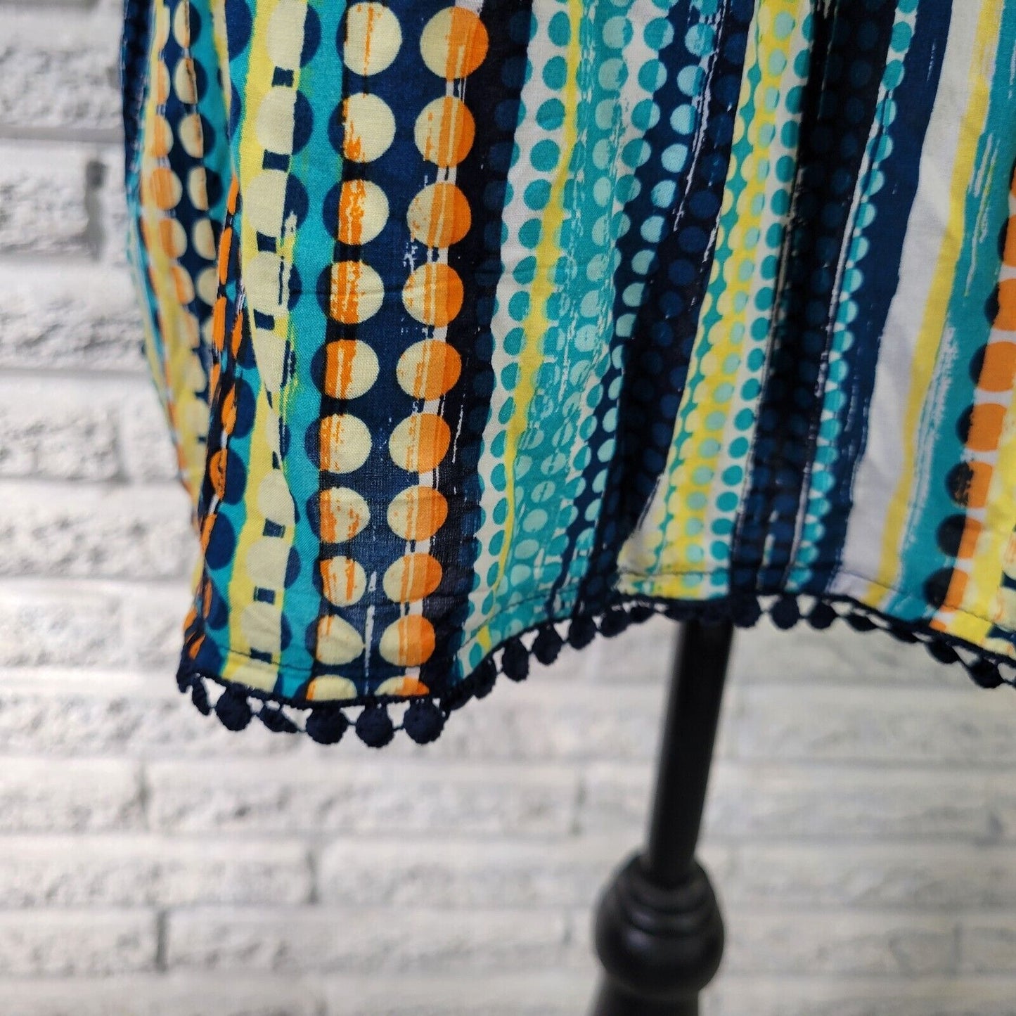 Est 1946 Womens Top 18W 20W On Off Shoulder Blue Geometric Ric Rac Lightweight