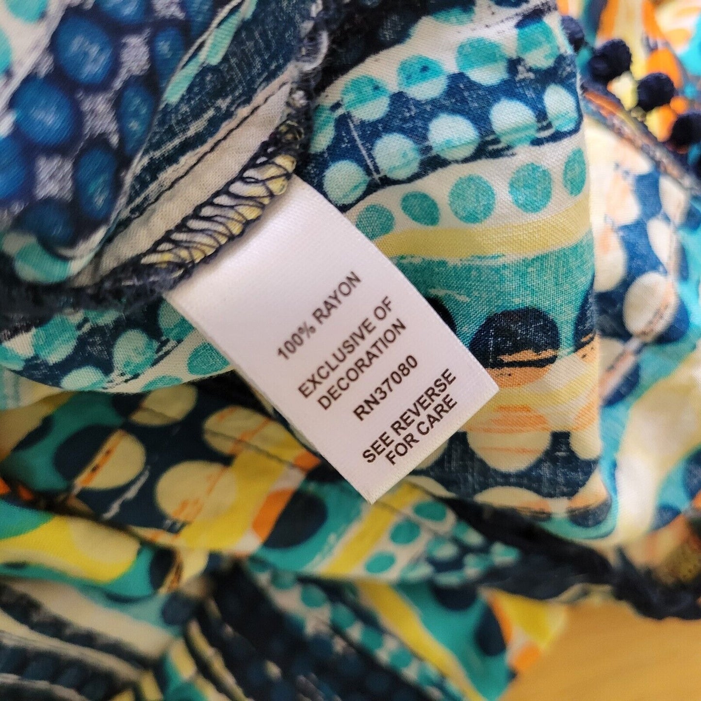 Est 1946 Womens Top 18W 20W On Off Shoulder Blue Geometric Ric Rac Lightweight