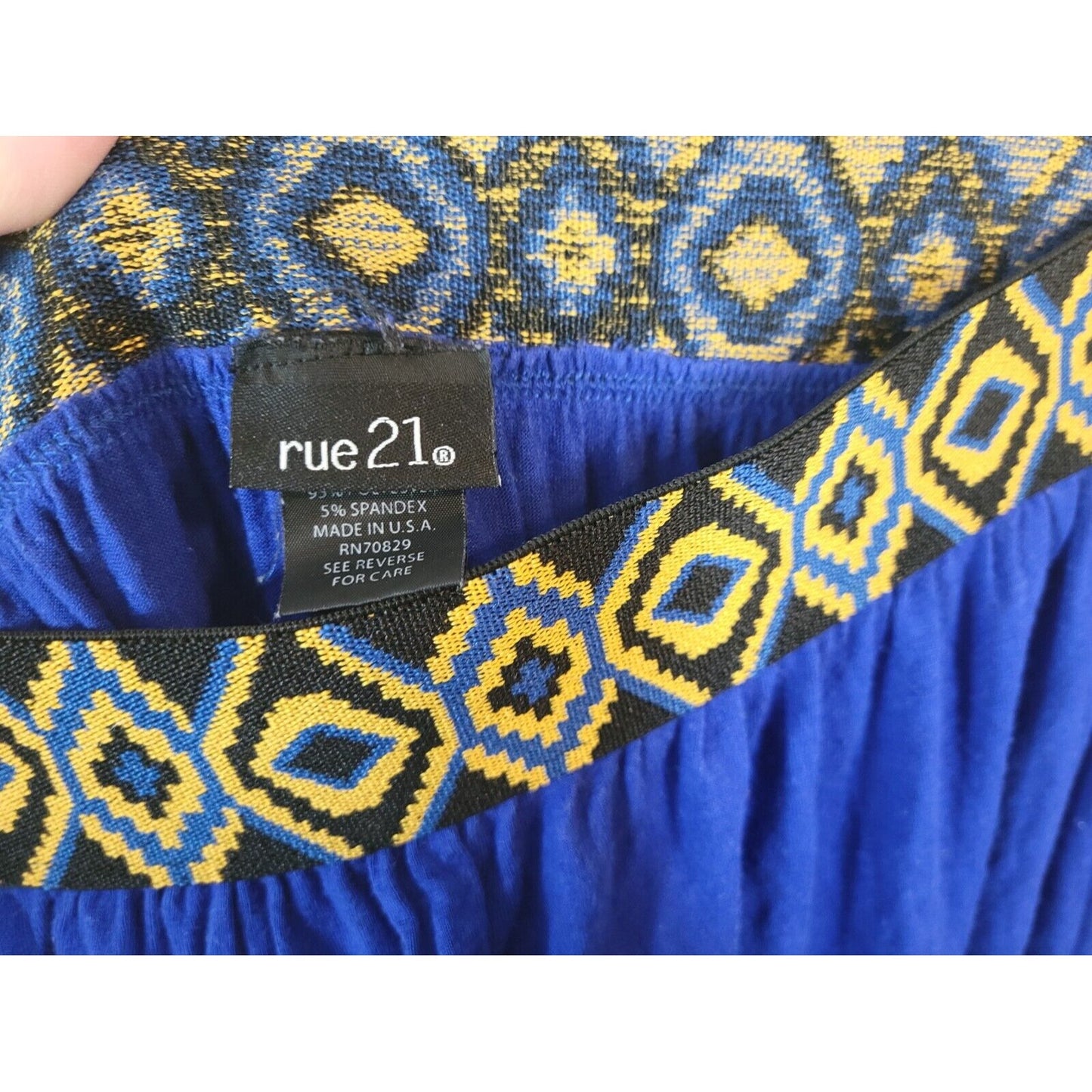 Rue 21 Womens Skirt Extra Large XL Maxi Pencil Blue Elastic Waist Pull On Office