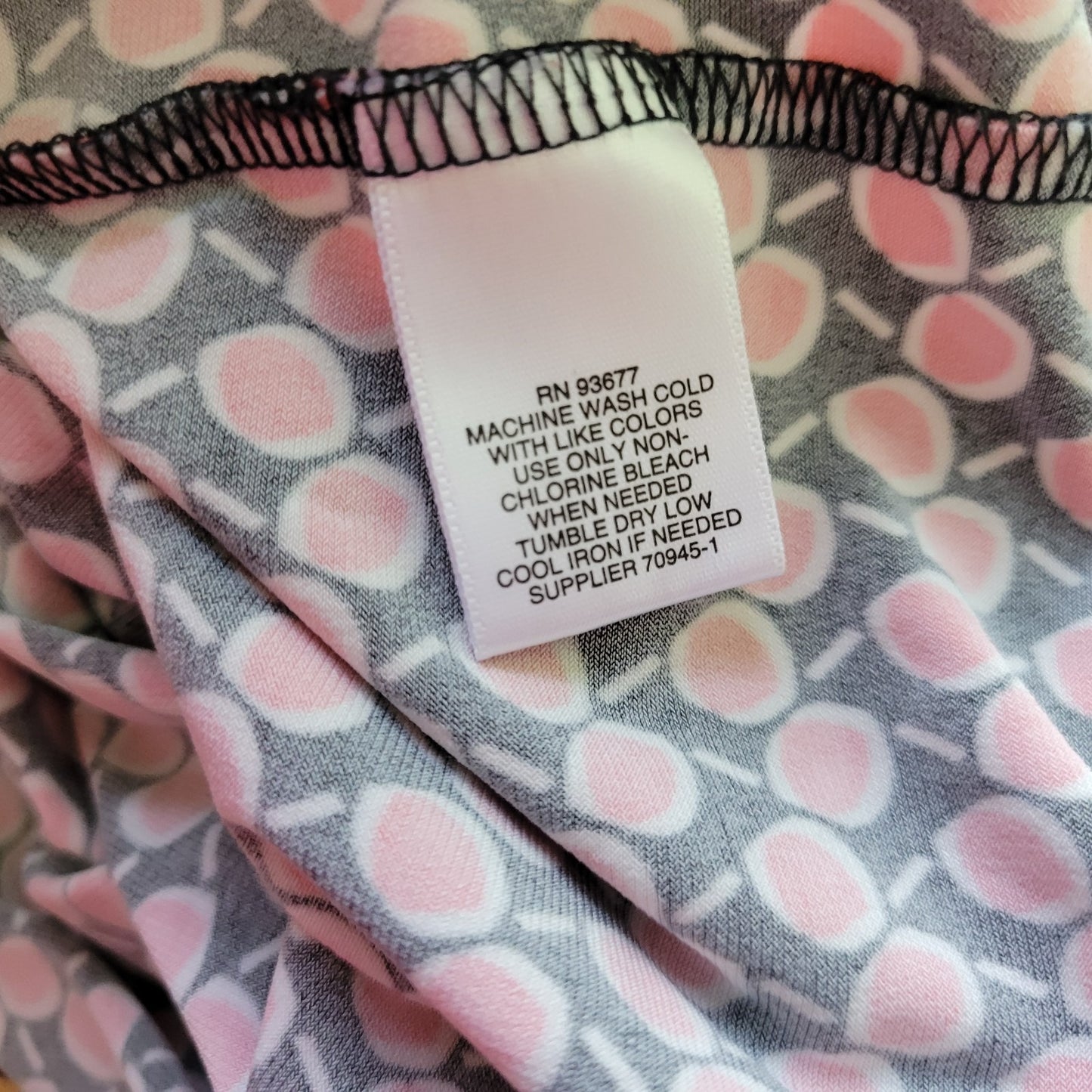 Liz Claiborne Womens XL Blouse Top Black Pink Geometric Draped Boat Neck Stretch