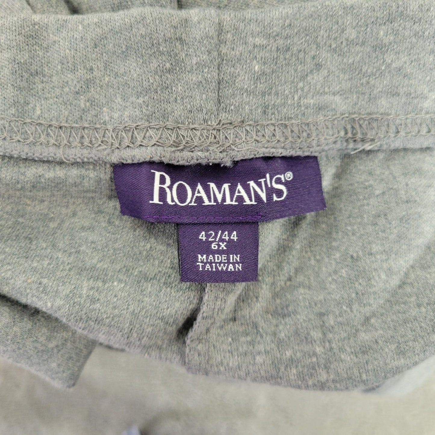 Roamans Womens Pants 6X Plus Pull On Gray Cotton Blend Comfort Waist Pockets