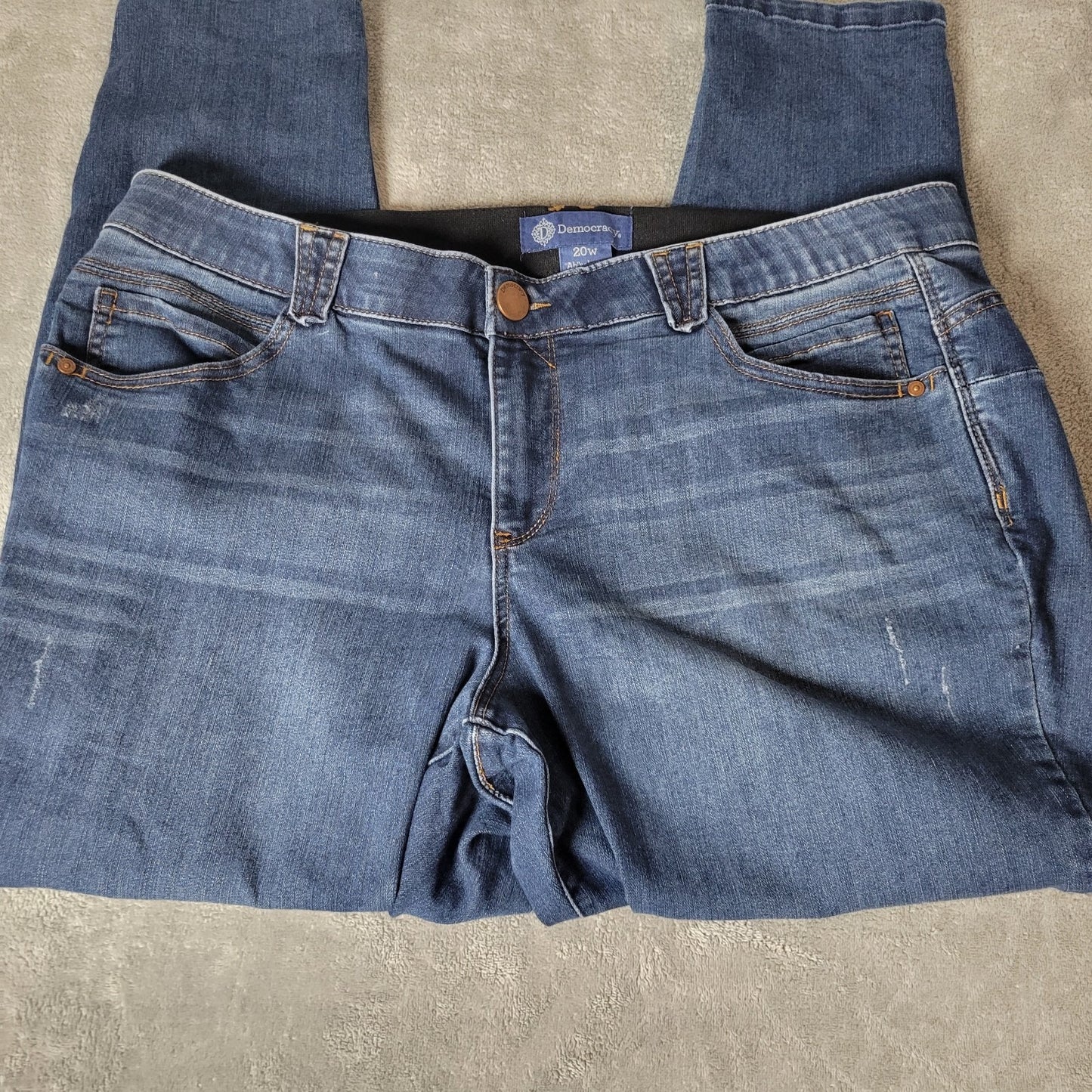 Democracy Womens Jeans 20W Plus Absolution Cropped Dark Blue Denim Tapered Zip